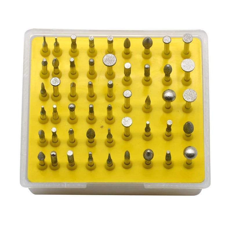 Oudtinz Oudtinx 50-Piece 1/8-Inch Shank Diamond Coated Rotary Burrs Set Fits Dremel Rotary Tools,Diamond Burr Set for Jewelry,Glass,Stone,Ceramic,ect.(Small Head Style) - Image 1
